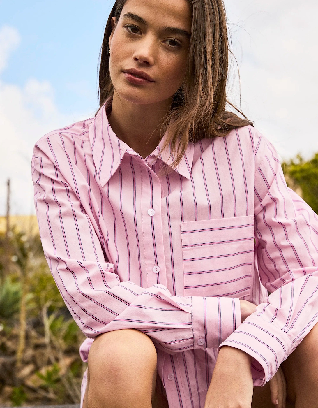 Pink Stripe Cotton Shirt