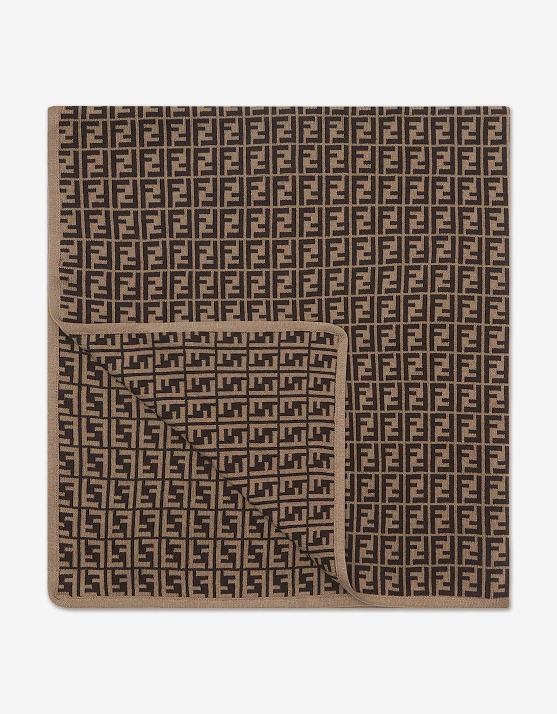 Fendi Girls Brown 'S Baby Cotton And Cashmere Blanket In (85Cm) - Size: One Size, Kids