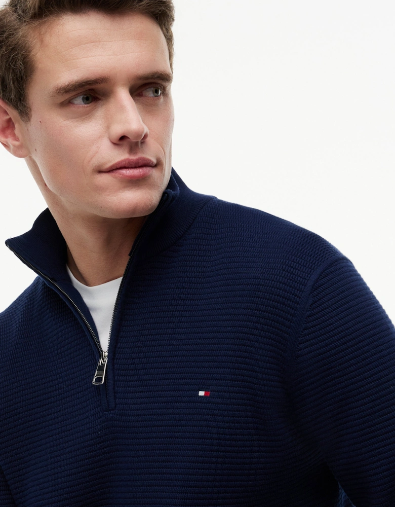 Tommy Hilfiger Seasonal Structure 1/4 Zip Mens Mock Neck Sweatshirt - Carbon Navy