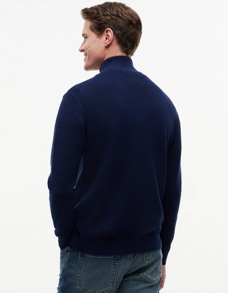 Tommy Hilfiger Seasonal Structure 1/4 Zip Mens Mock Neck Sweatshirt - Carbon Navy