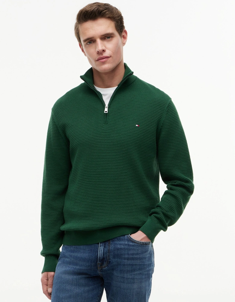 Tommy Hilfiger Seasonal Structure 1/4 Zip Mens Mock Neck Sweatshirt - Street Green