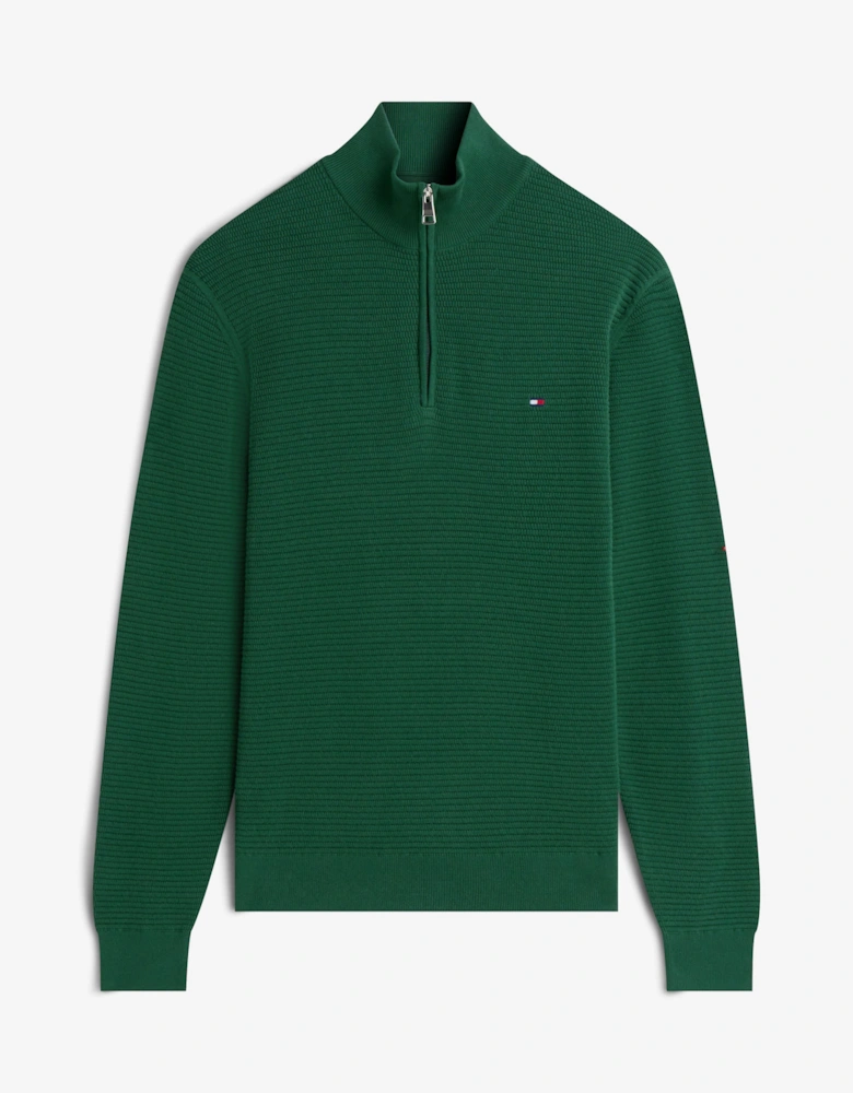 Tommy Hilfiger Seasonal Structure 1/4 Zip Mens Mock Neck Sweatshirt - Street Green