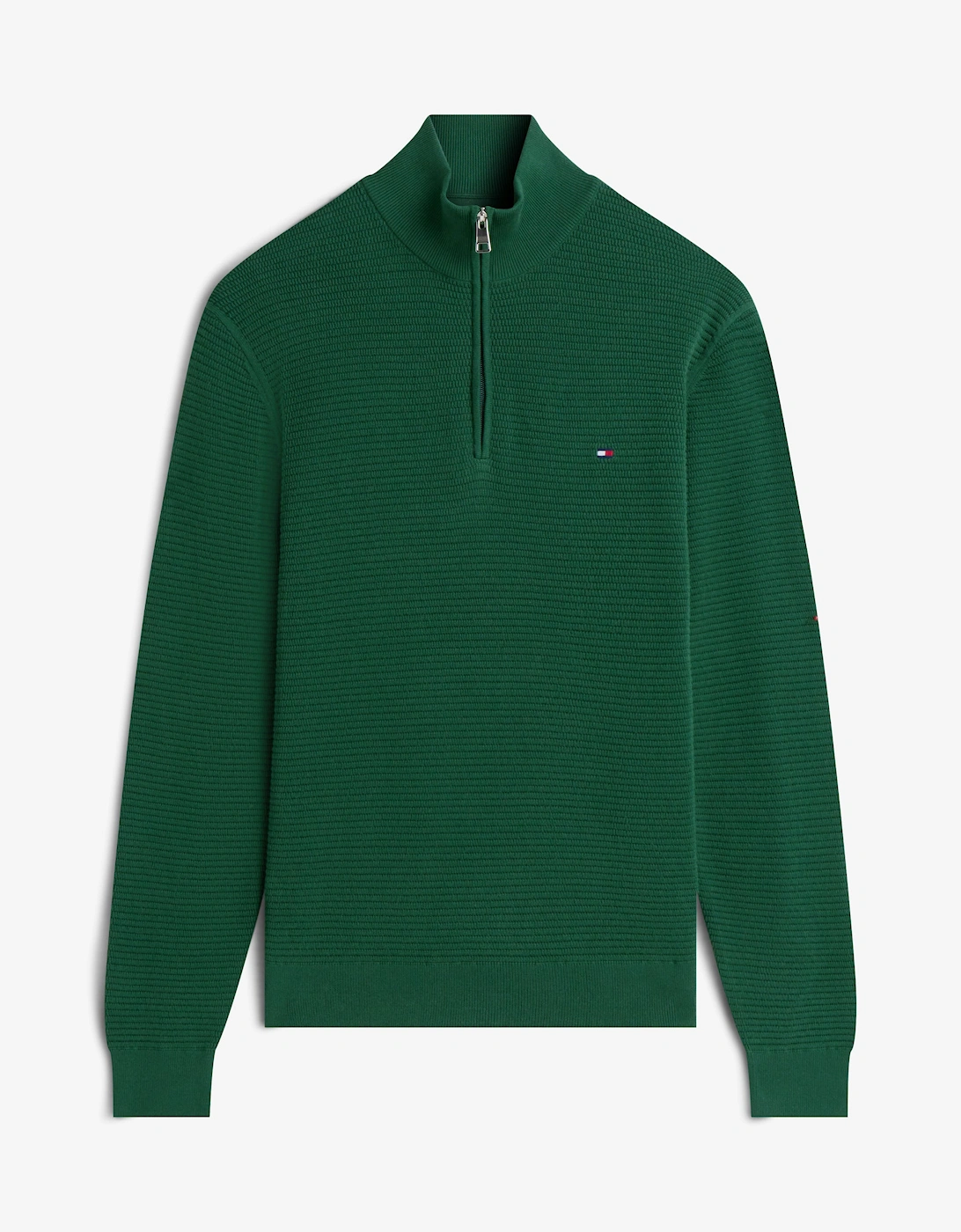 Tommy Hilfiger Seasonal Structure 1/4 Zip Mens Mock Neck Sweatshirt - Street Green