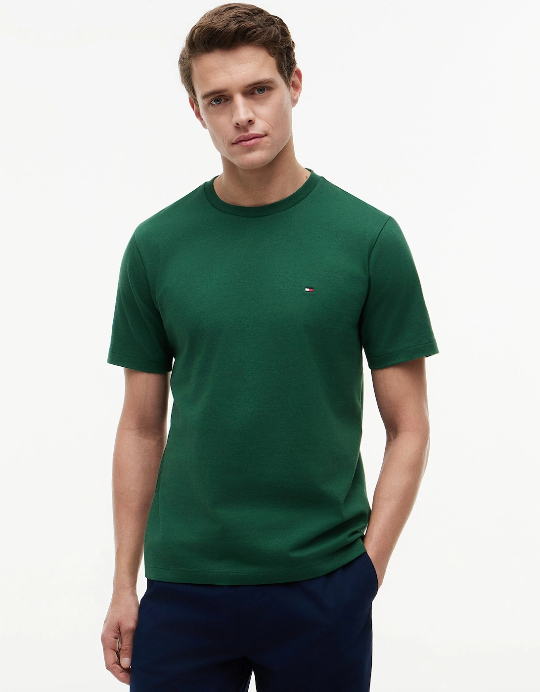 Tommy Hilfiger Essential Seasonal Regular Fit Solid Mens T-Shirt - Street Green