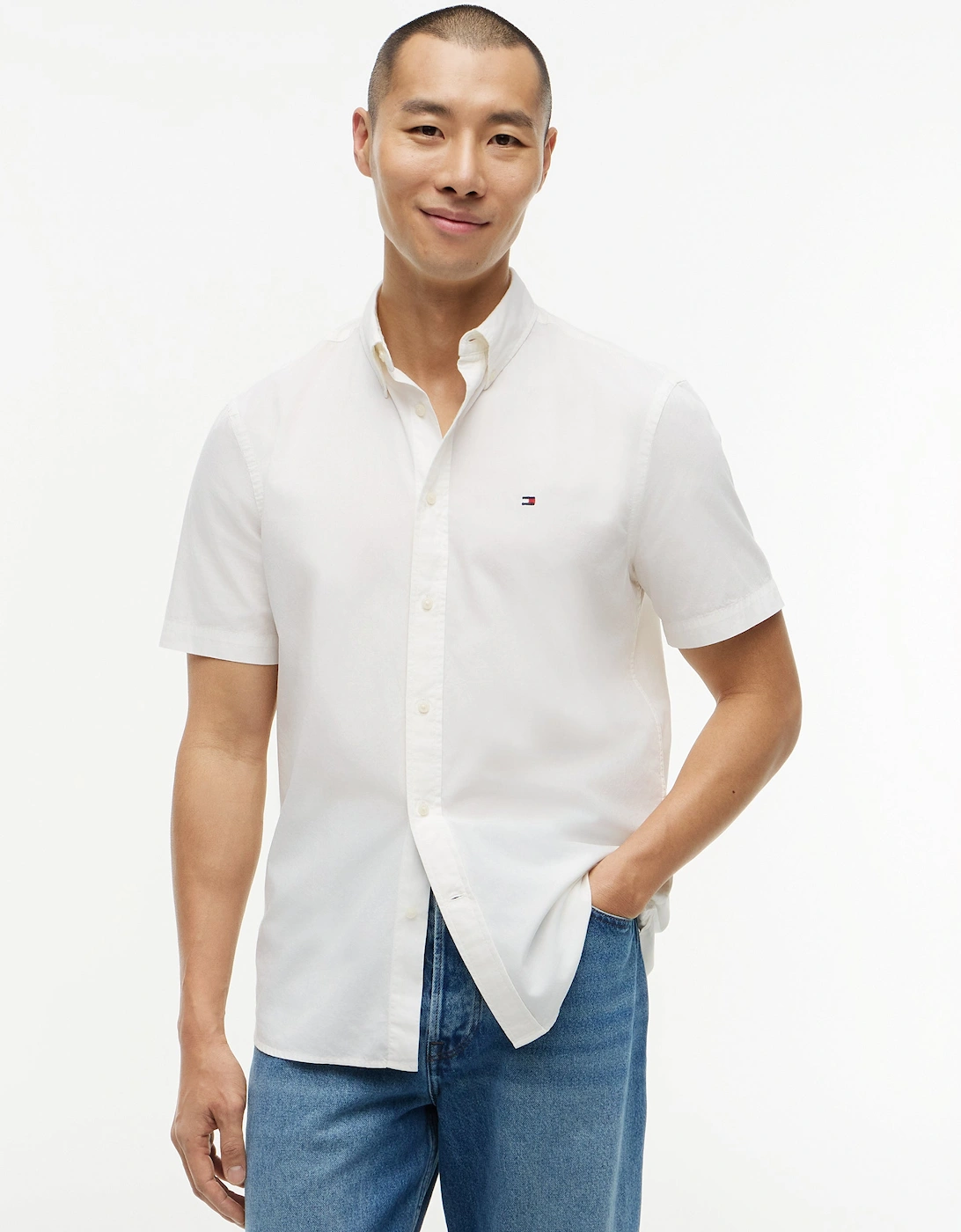 Tommy Hilfiger GMD Poplin Mens Short Sleeve Shirt - White