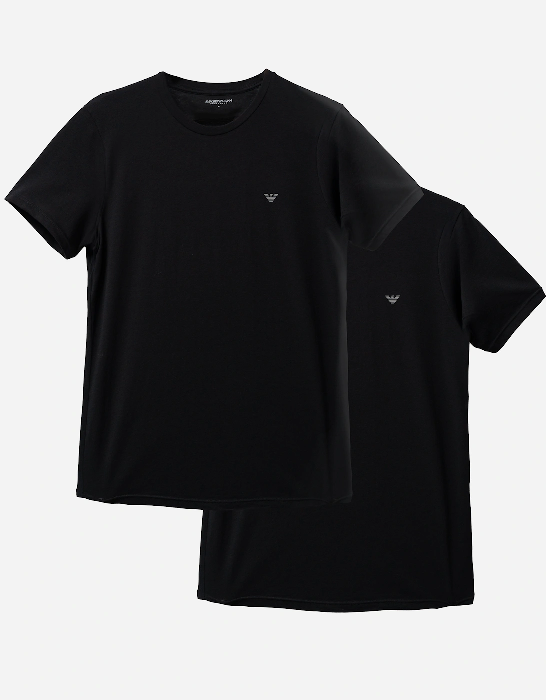 Men's Emporio Armani 2-Pack Mens Crew Neck T-Shirts With Eagle Logo - Black/Black - Size, 38