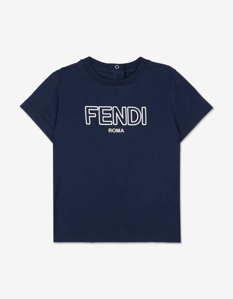 Fendi Baby Boys Logo T-Shirt in Navy