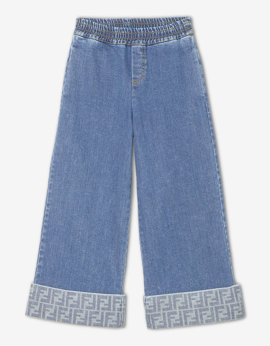 Fendi Girls Blue  Wide Leg Jeans  - Size 6 Years Kids