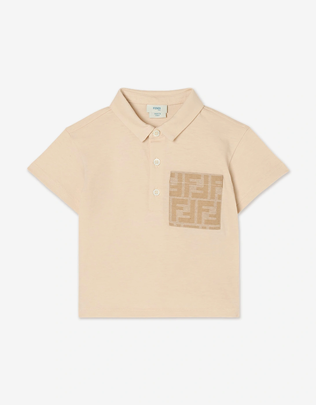 Fendi Baby Boys FF Pocket Polo Shirt in Beige