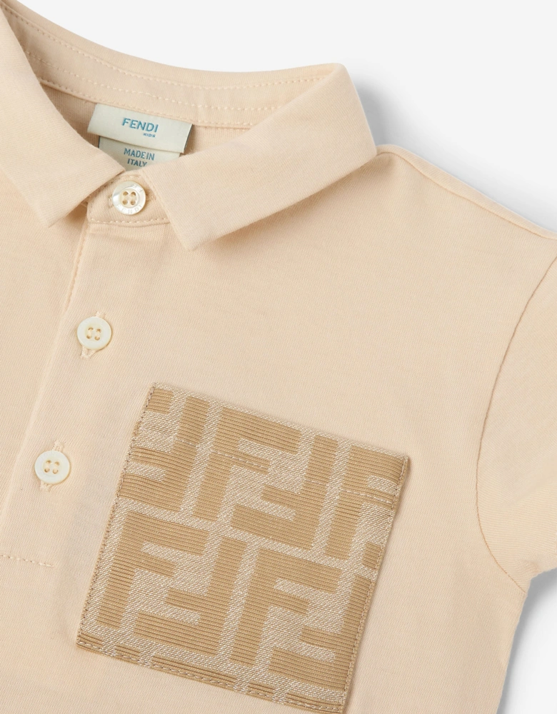 Fendi Baby Boys FF Pocket Polo Shirt in Beige