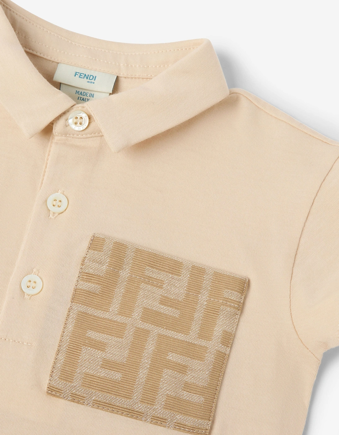 Fendi Baby Boys FF Pocket Polo Shirt in Beige