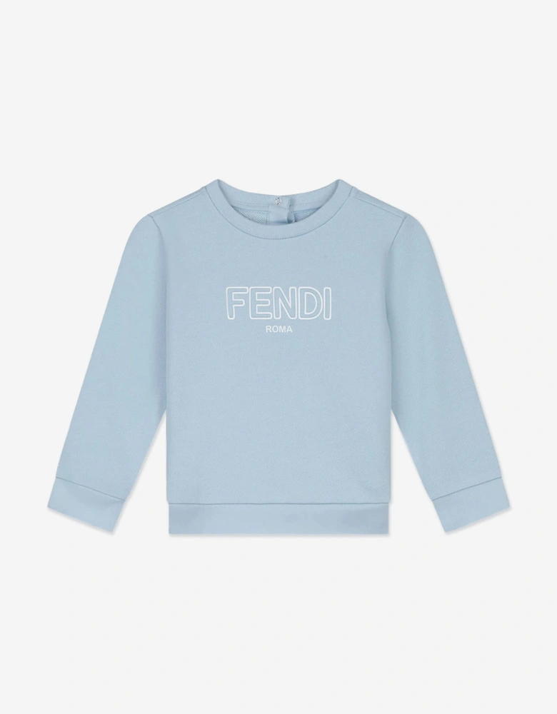Fendi Baby Boys Logo Sweatshirt in Blue