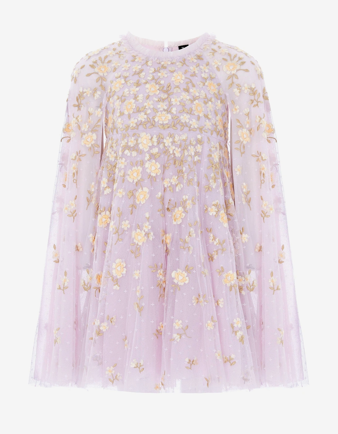 Needle & Thread Girls Lea Ditsy Cape Dress in Purple, 5 of 4
