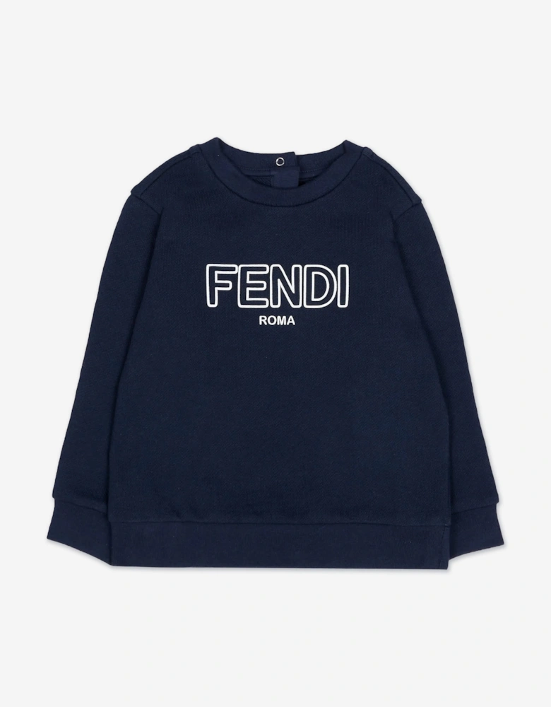 Fendi Baby Boys Logo Sweatshirt in Navy