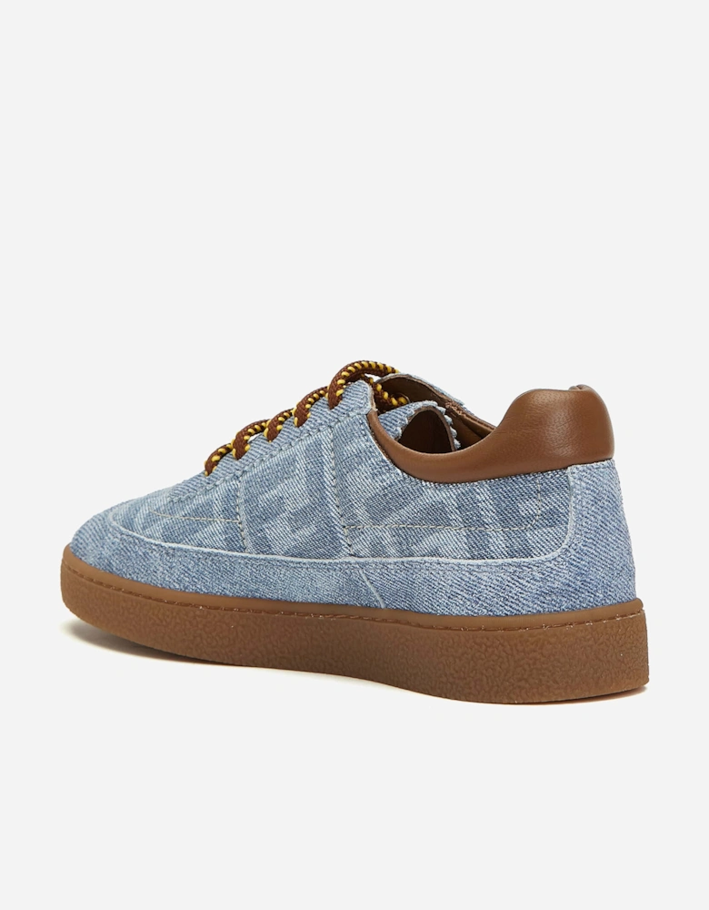 Fendi Kids Leather Logo Trainers in Blue