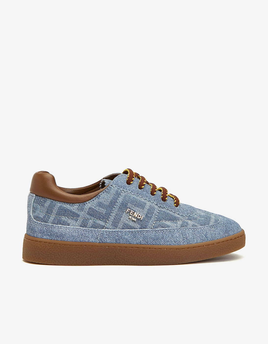 Fendi Kids Leather Logo Trainers in Blue