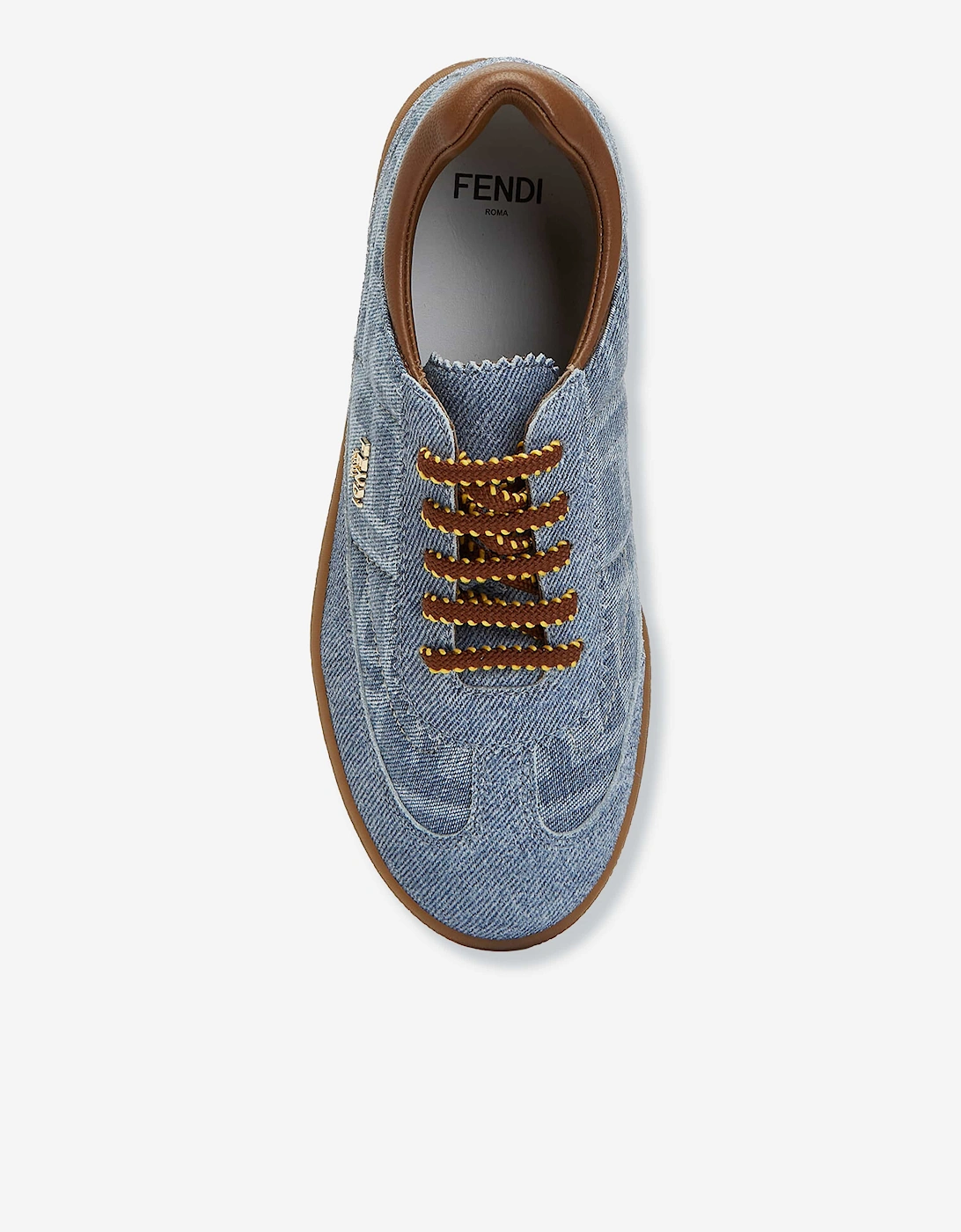 Fendi Kids Leather Logo Trainers in Blue