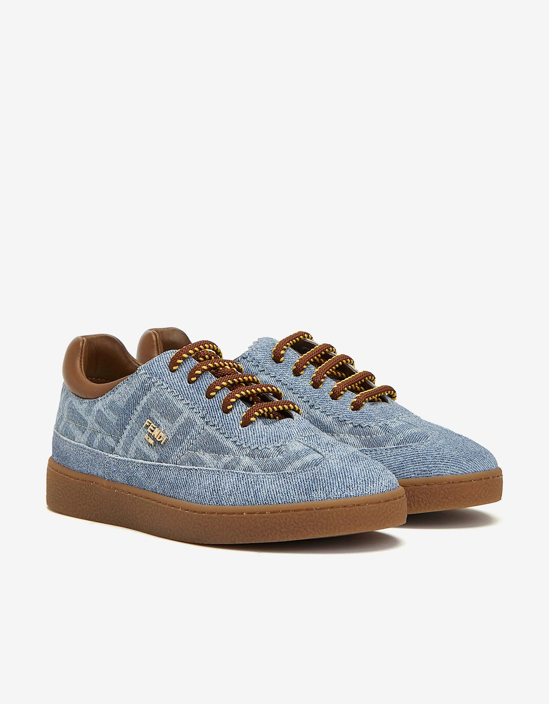 Fendi Kids Leather Logo Trainers in Blue