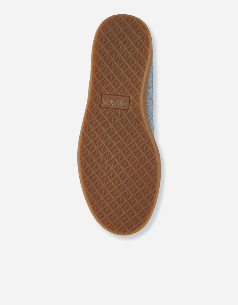 Fendi Kids Leather Logo Trainers in Blue