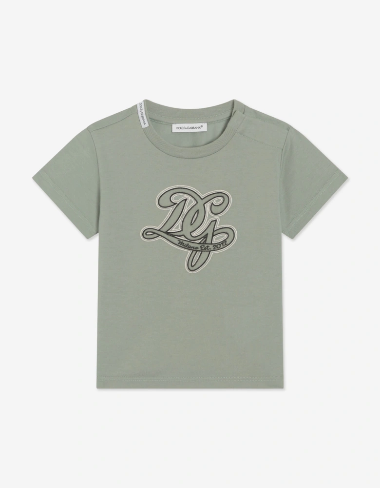 Dolce & Gabbana Baby Boys Embroidered Logo T-Shirt in Green