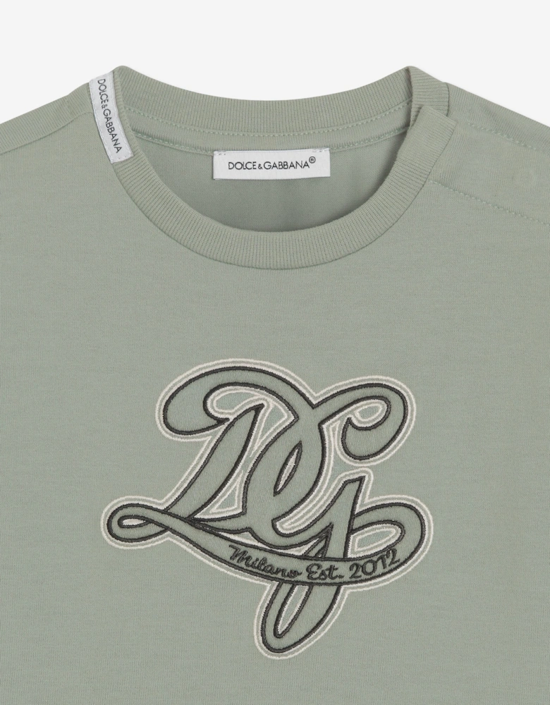 Dolce & Gabbana Baby Boys Embroidered Logo T-Shirt in Green