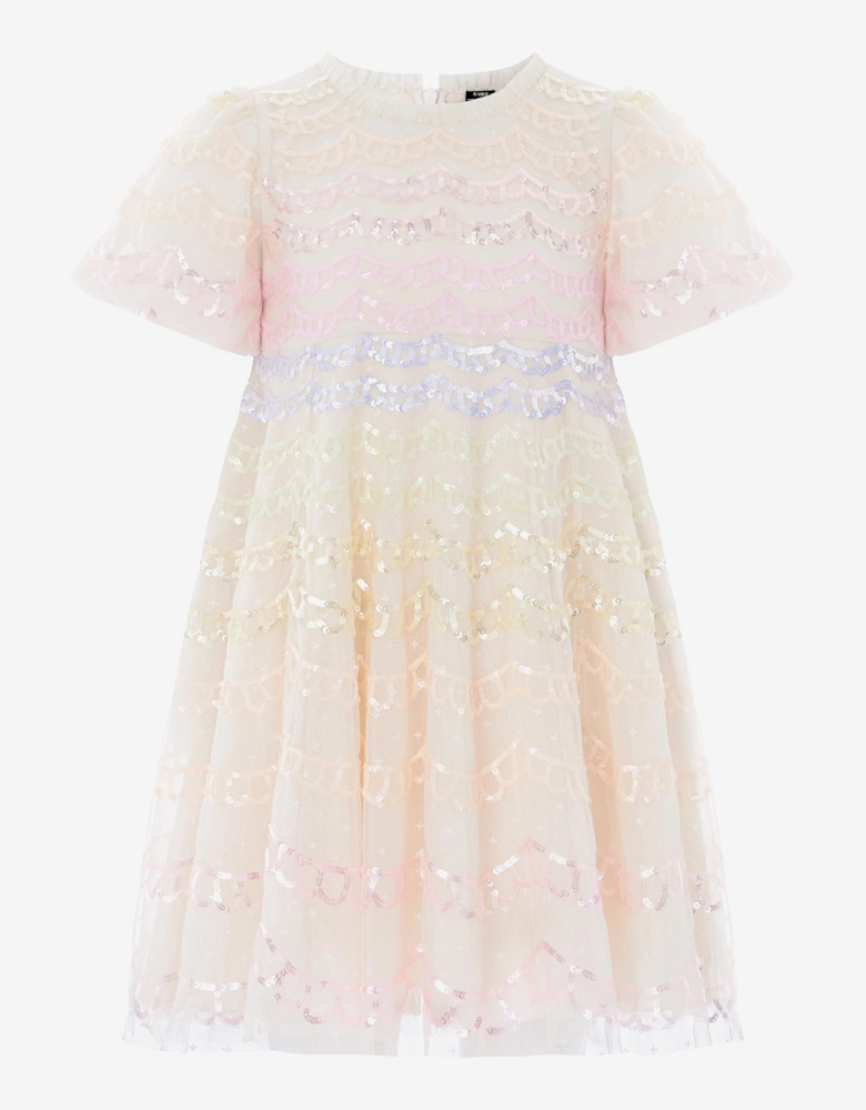 Needle & Thread Girls Ombre Scallop Dress in Multicolour