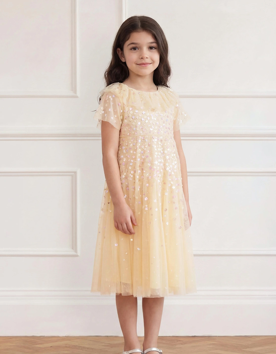 Needle & Thread Girls Candy Dot Dress in Yellow