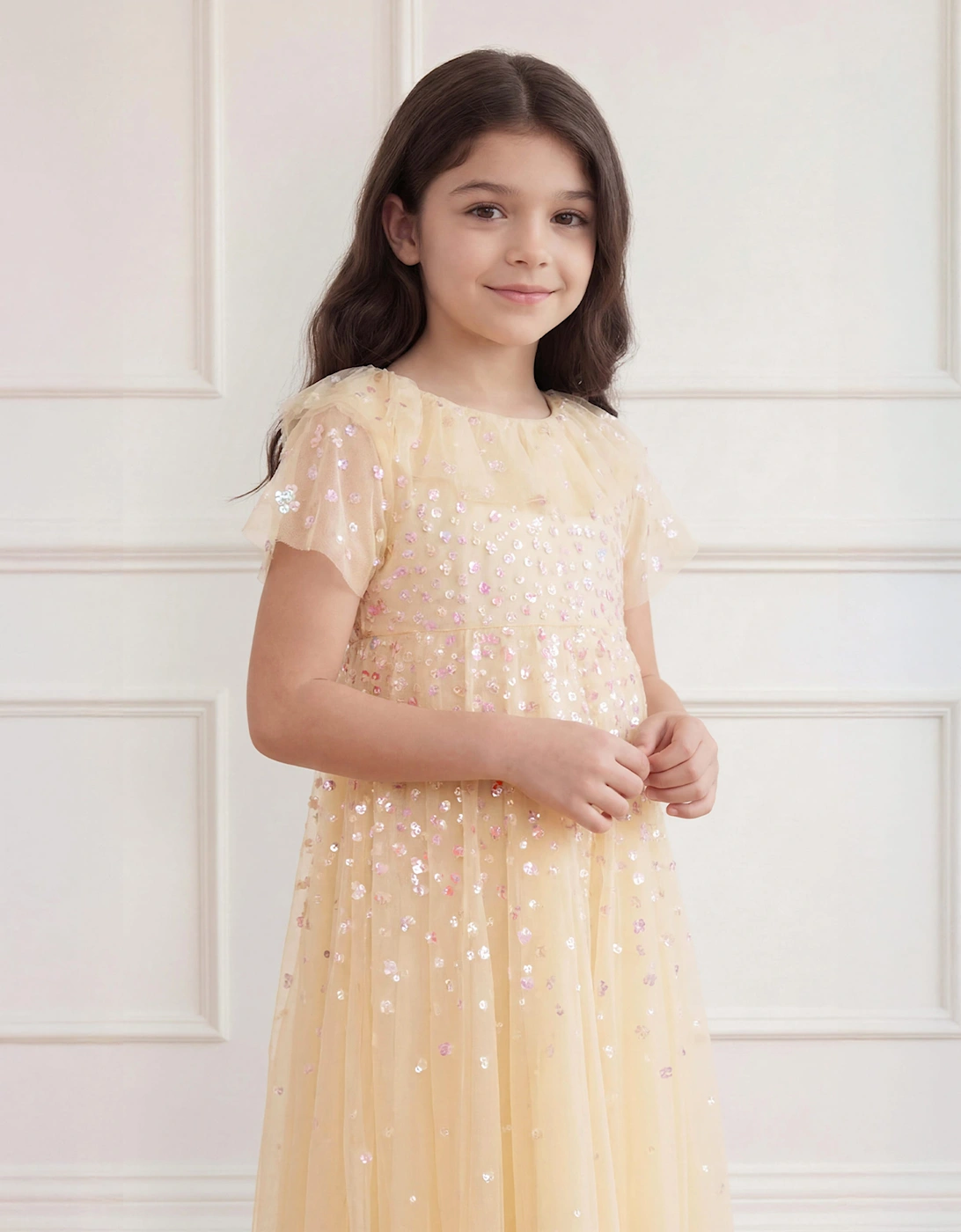 Needle & Thread Girls Candy Dot Dress in Yellow