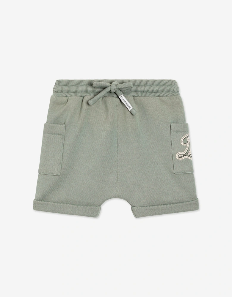Dolce & Gabbana Baby Boys Embroidered Logo Shorts in Green
