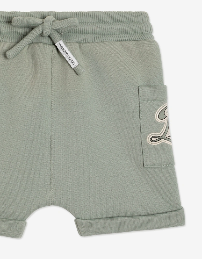 Dolce & Gabbana Baby Boys Embroidered Logo Shorts in Green