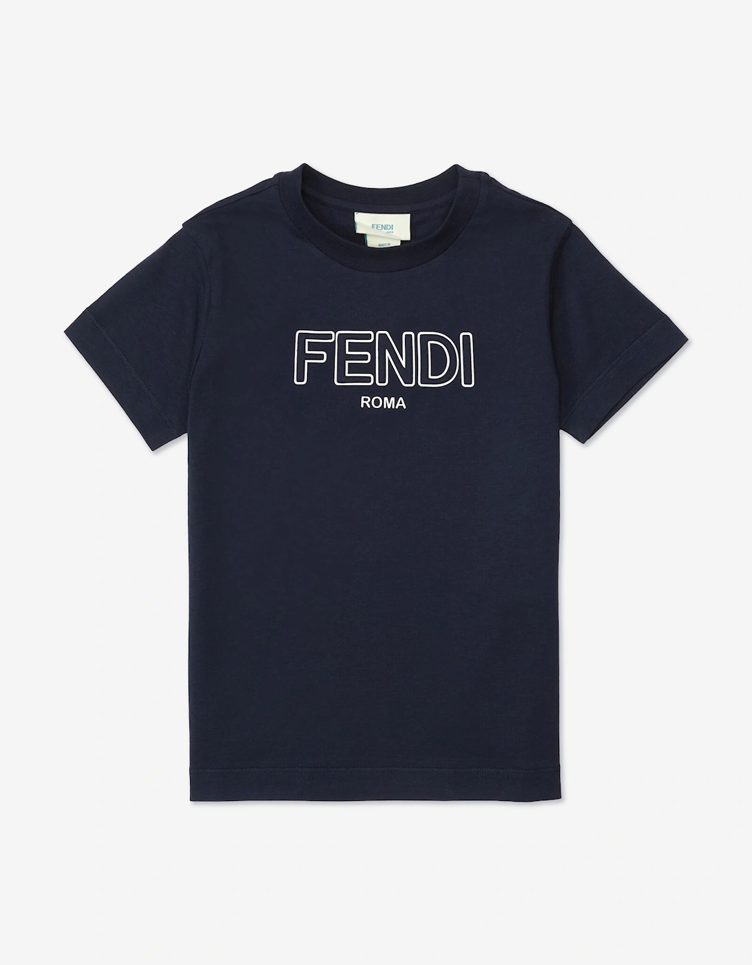 Fendi Girls Navy Logo T-Shirt In  4 Years Size 4 Yrs Kids