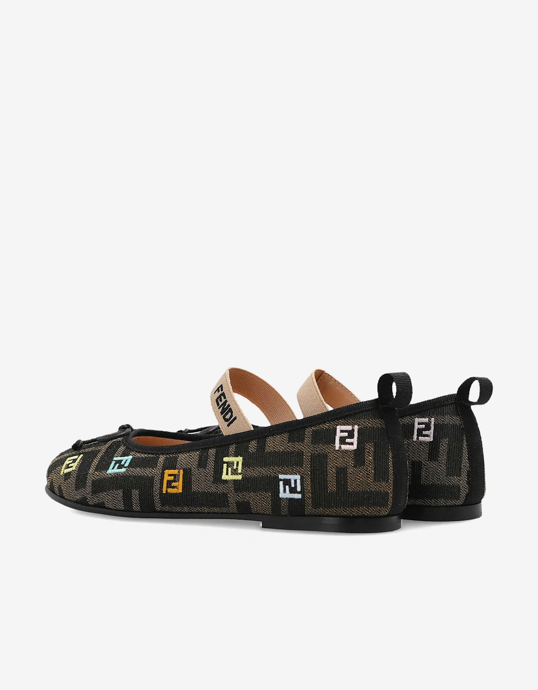 Fendi Girls FF Logo Ballerina Shoes in Brown