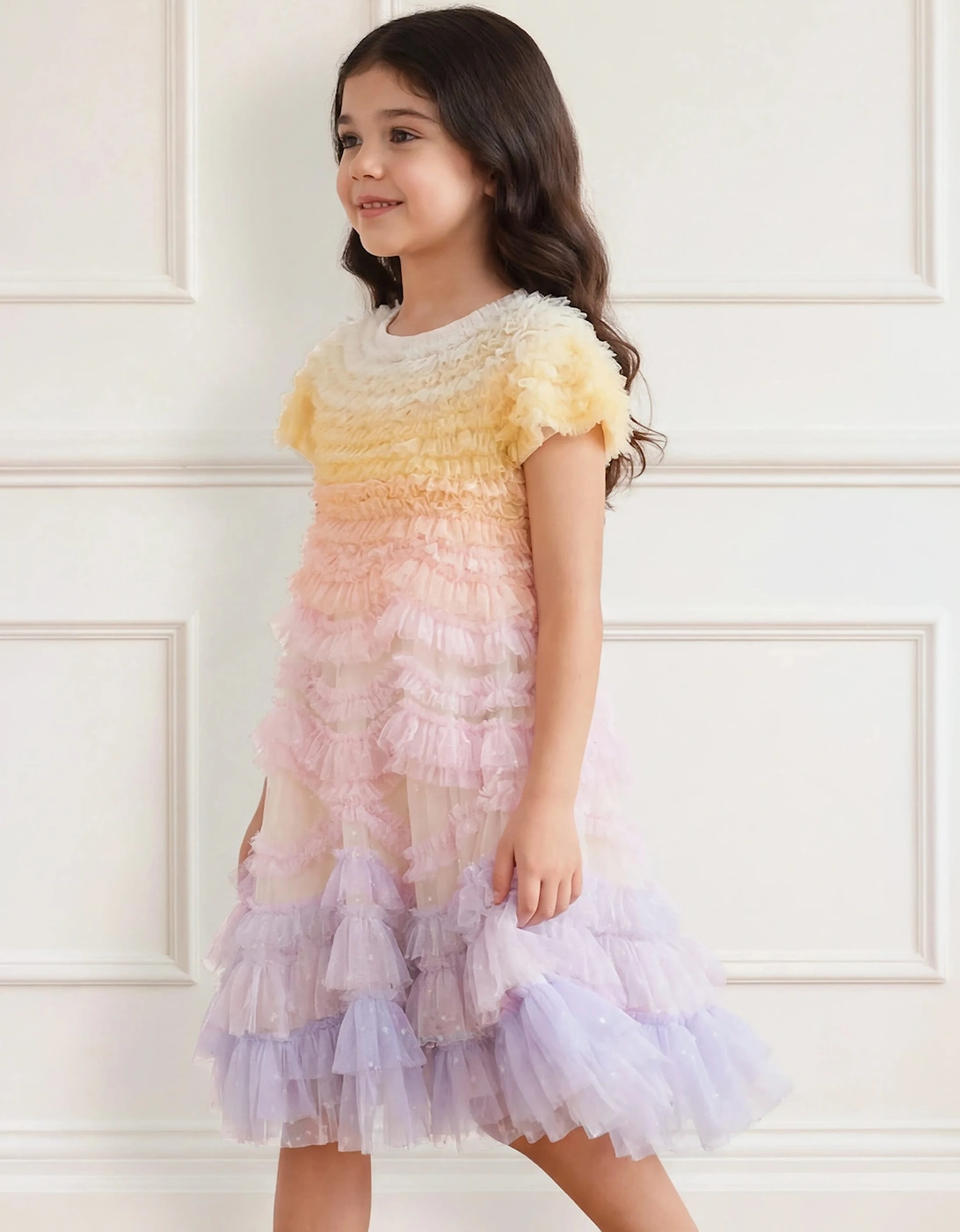 Needle & Thread Girls Wild Rose Ombre Dress in Multicolour