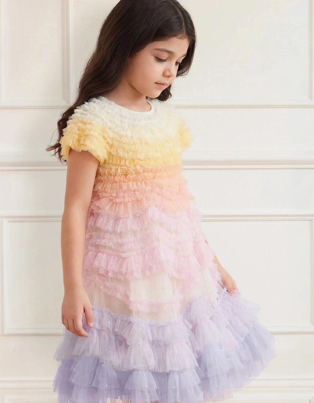 Needle & Thread Girls Wild Rose Ombre Dress in Multicolour