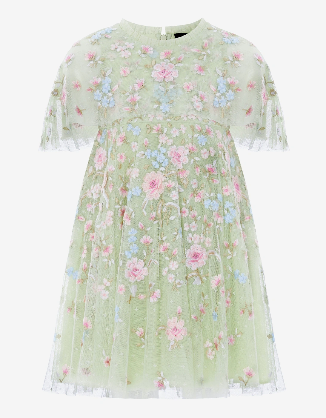 Needle & Thread Girls Peony Bouquet Cape Dress in Green, 5 of 4