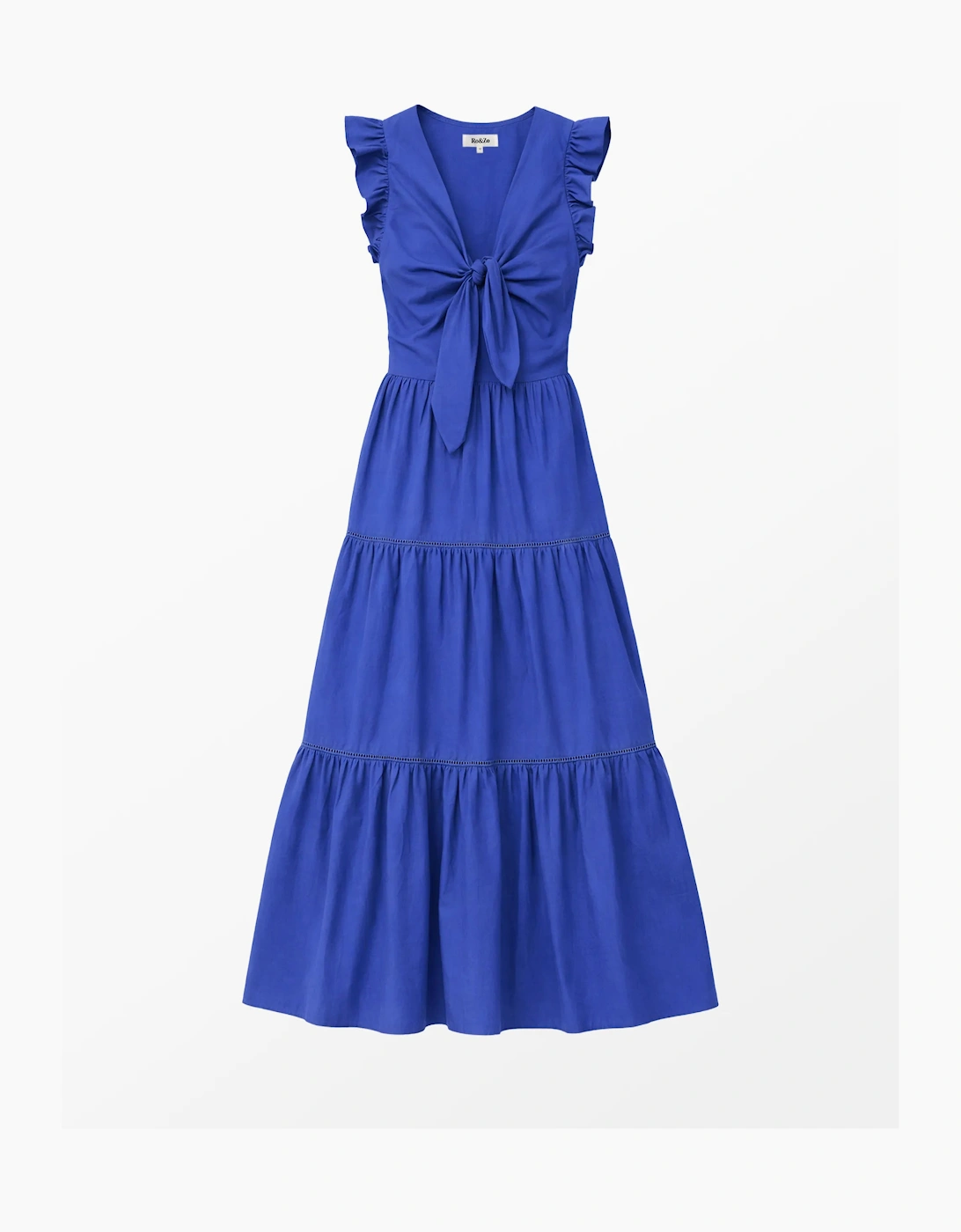 Petite Cobalt Tie Front Poplin Dress, 8 of 7