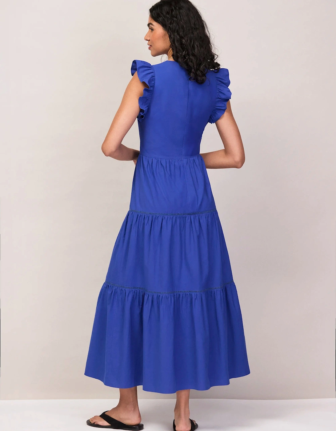 Petite Cobalt Tie Front Poplin Dress