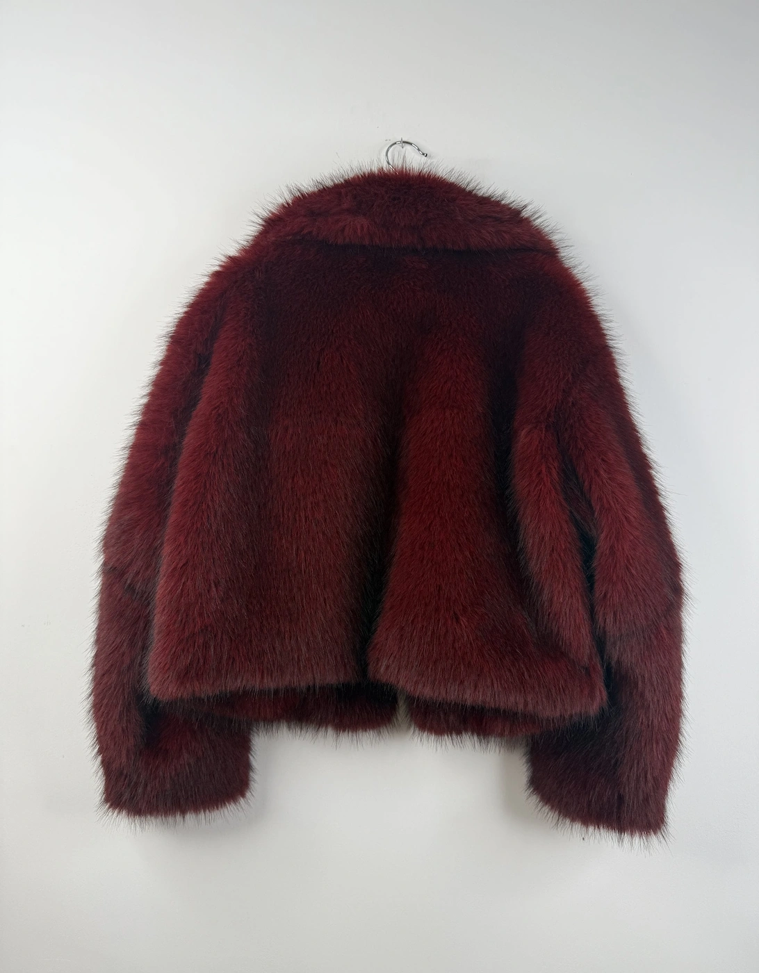 Burgundy Bamboo Blend Faux Fur Cropped Natalie Jacket