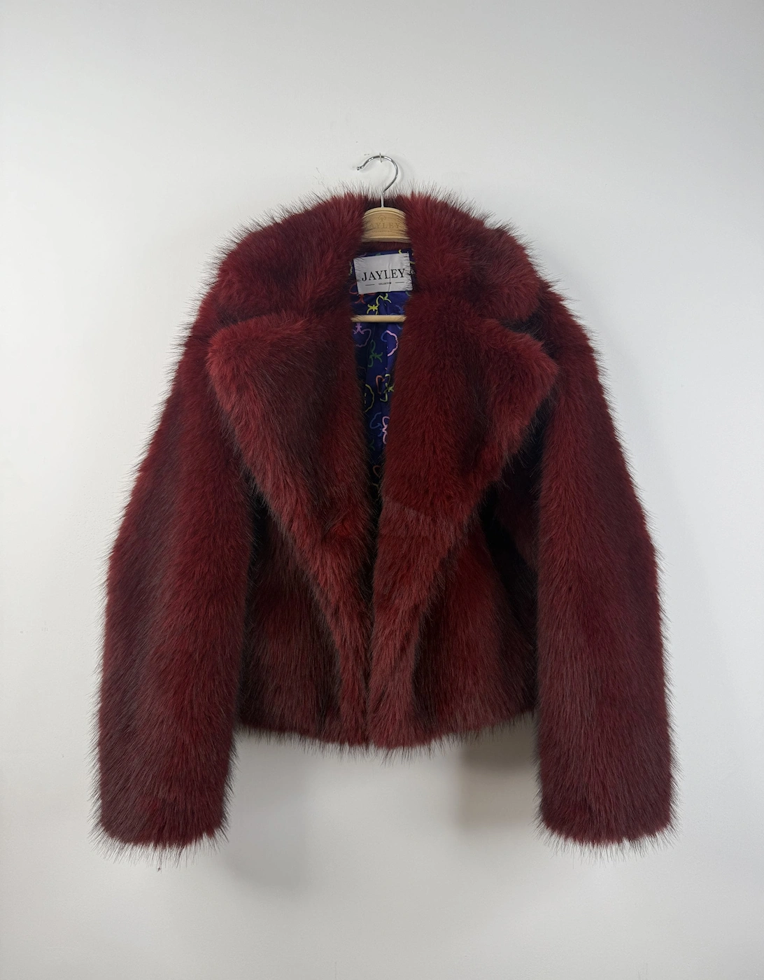 Burgundy Bamboo Blend Faux Fur Cropped Natalie Jacket
