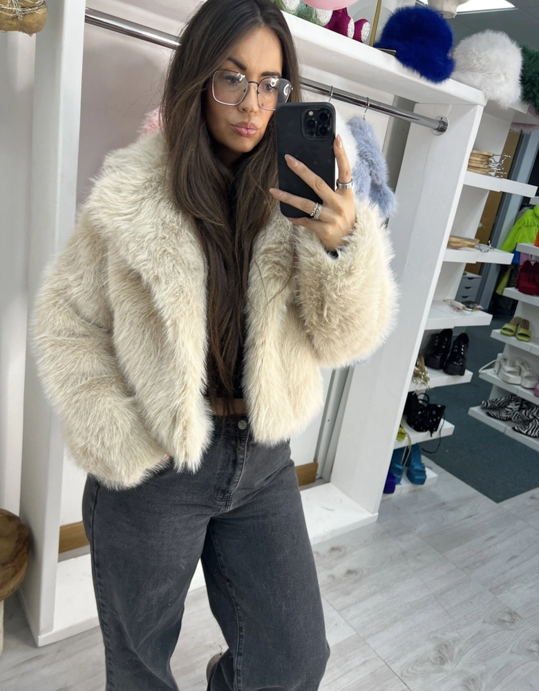 Black Bamboo Blend Faux Fur Cropped Natalie Jacket