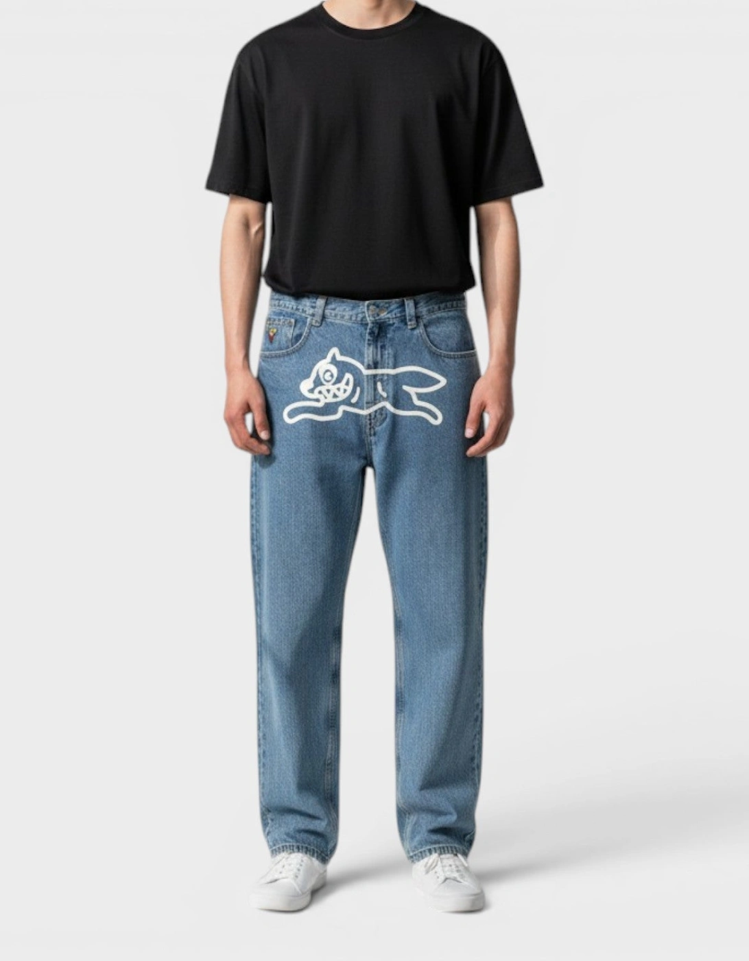 Check Lined Running Dog Denim Jeans