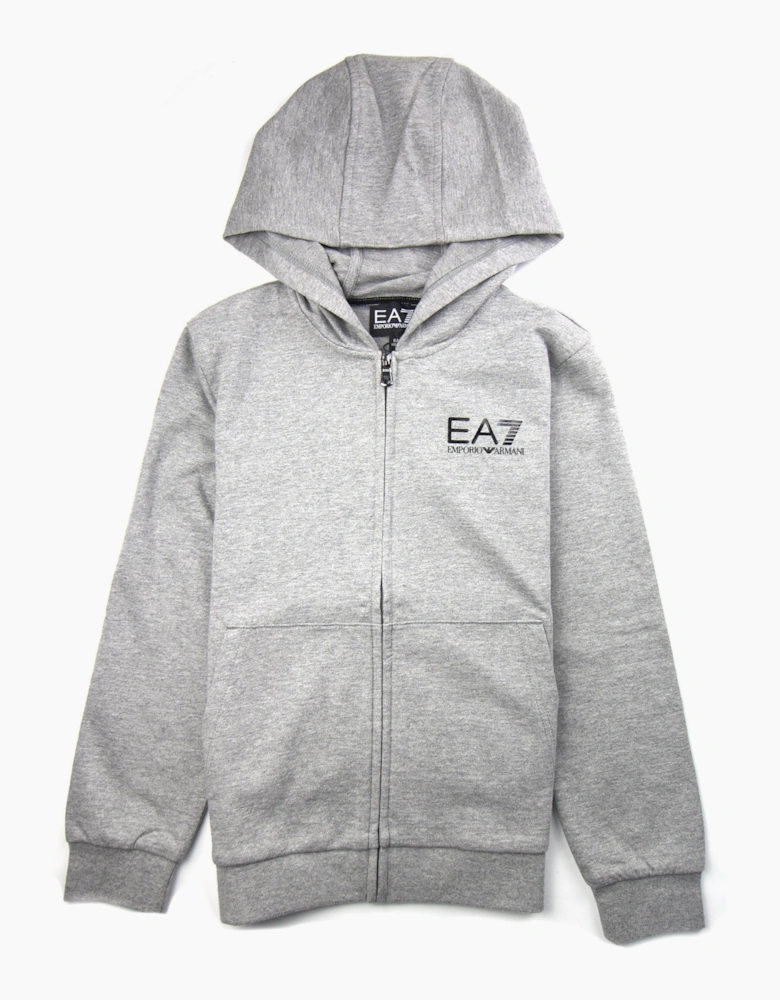 EA7 Junior Chest Logo Zip Up Hoody Grey