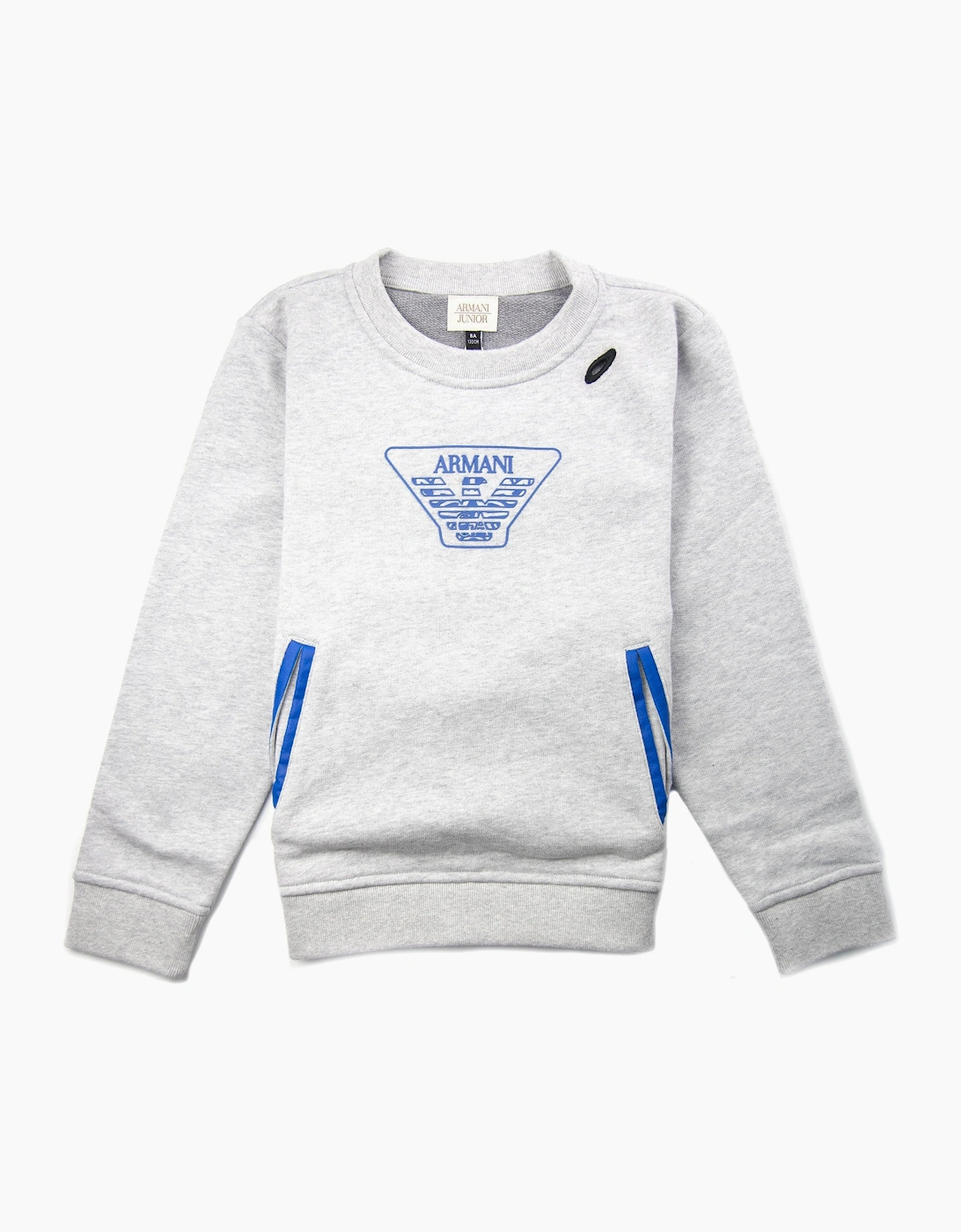 Armani Junior Eagle Logo Zip Sweatshirt Light Grey, 3 of 2