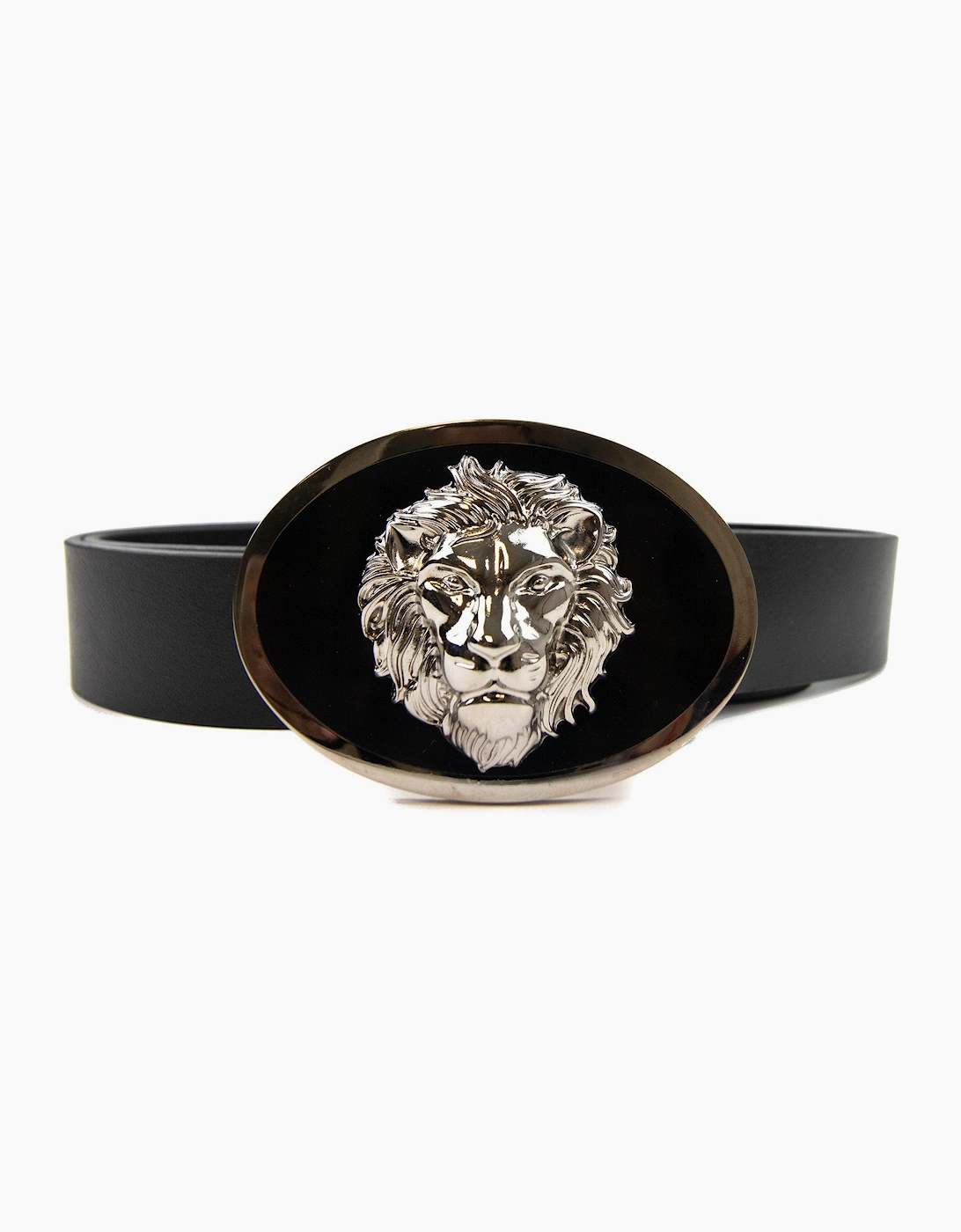 Versace Versus Oval Lion Buckle Belt Black