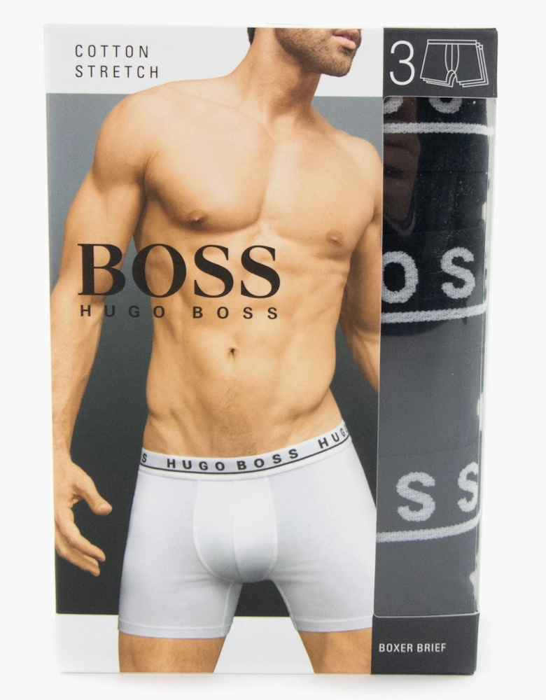 Hugo Boss Three Pack Of Stretch Cotton Boxer Black 001