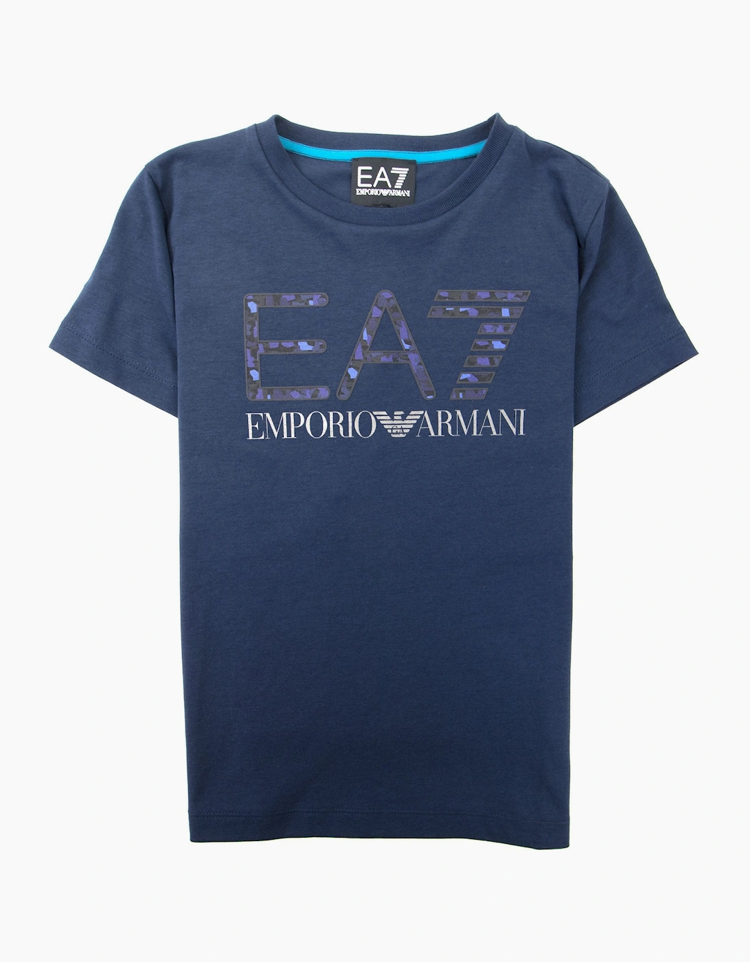 EA7 Junior Camo Logo T-Shirt Navy