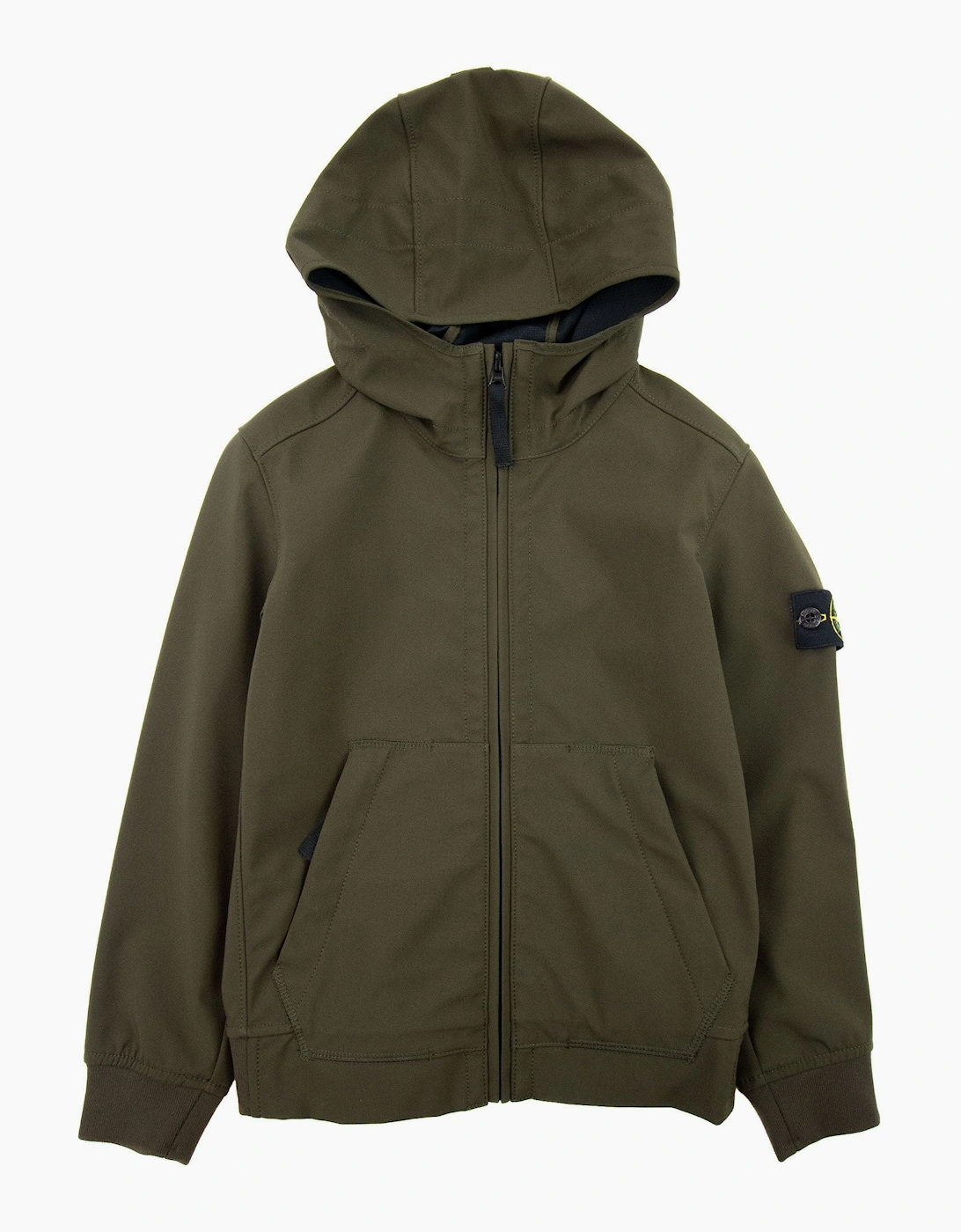 Stone Island Junior Light Soft Shell Hooded Jacket Khaki V0054, 5 of 4