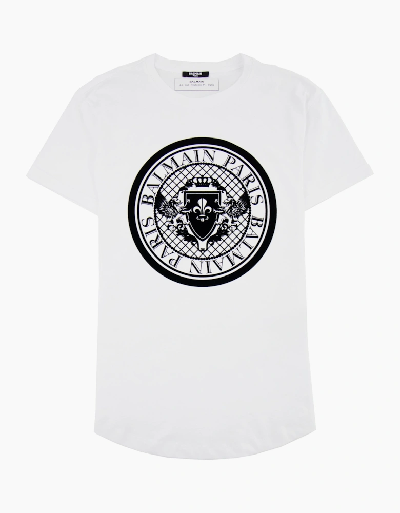 Balmain Cotton T-shirt With Velvet Medallion White