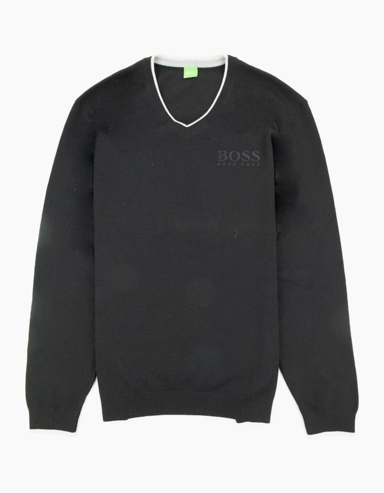 Hugo Boss V Neck Knitted Sweatshirt Black