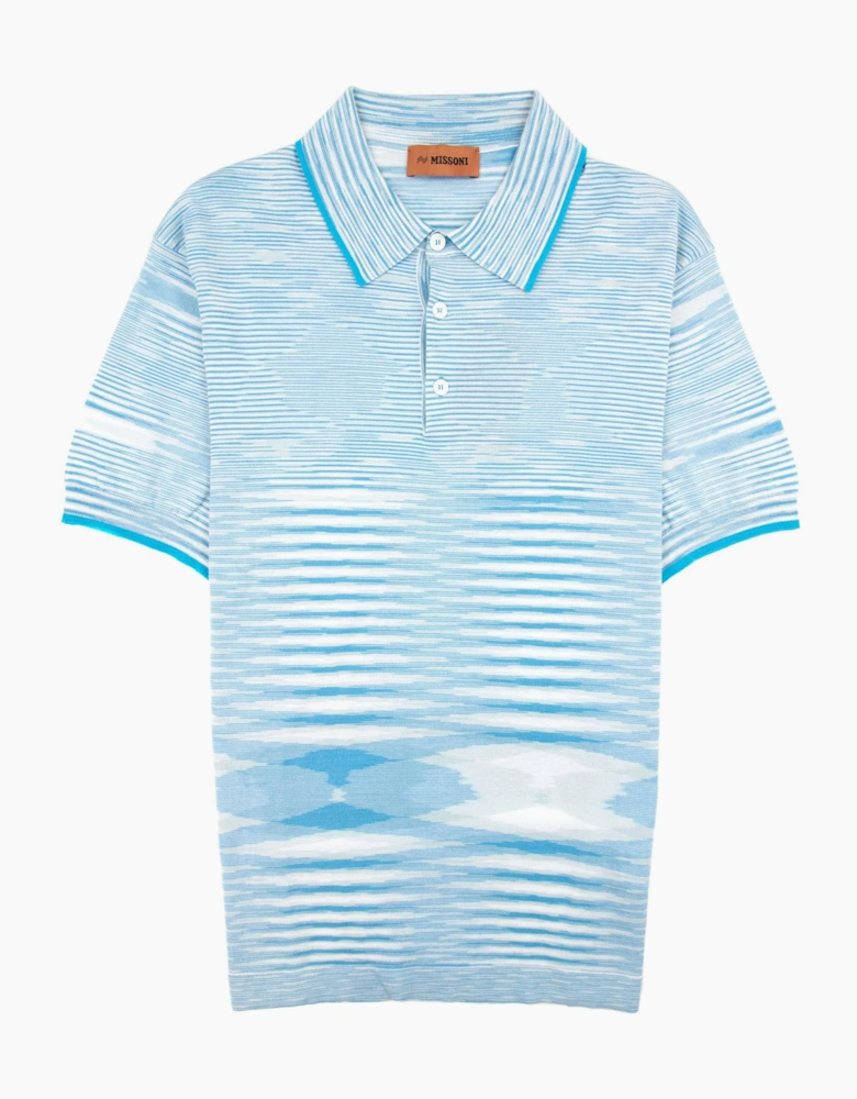 Missoni Slub Cotton Polo Shirt Sky Blue F705l
